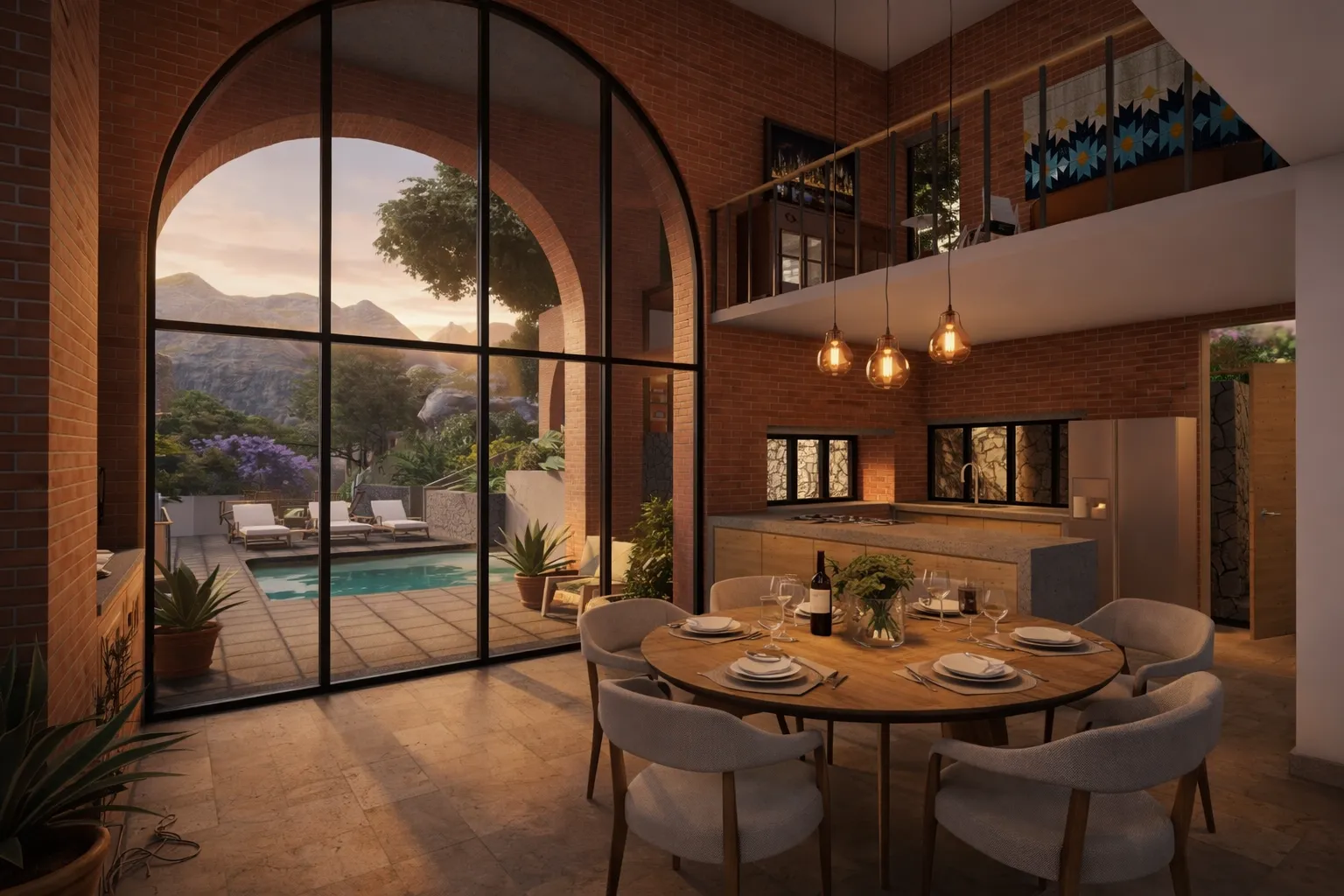 Casa 2 — arco con vista al Tepozteco